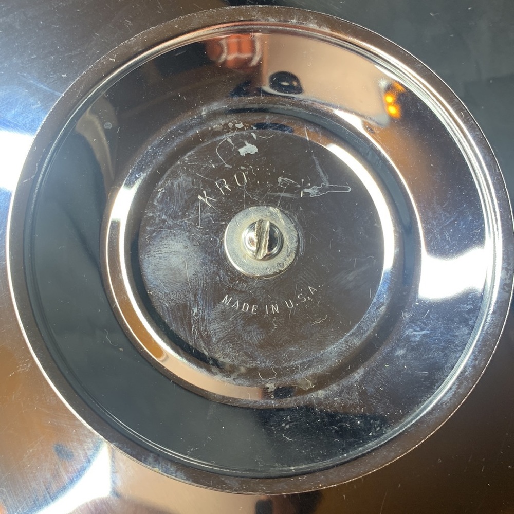 Beautiful vintage chrome KROMEX 2 tiered silver tray with gold tone handle - Picture 5 of 8